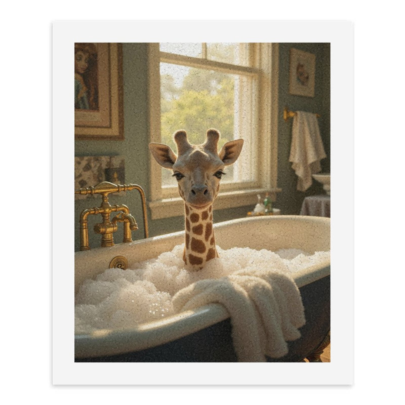 Paint By Numbers Kit for Adults Beginner - DIY Giraffe Bubble Bath Delight Canvas Painting Kits for Adults, Frameless Paint By Number for Adults for Home Wall Decor 16x20 Inch