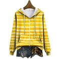 thumbnail image 6 of larppty Women's Striped Full Zip Hoodies Oversized Sweatshirts Long Sleeve Trendy Fall Fashion Hoodies Jacket Tops with Pocket (Yellow, 5XL), 6 of 9
