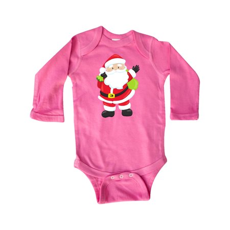 

Inktastic Santa Claus Smiling Santa Santa With Gift Bag Gift Baby Boy or Baby Girl Long Sleeve Bodysuit