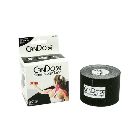 CanDo kinesiology tape, 2" x 16.5 ft, black, 1 roll