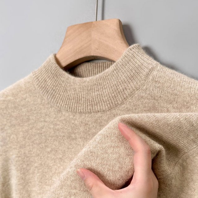 Suéter de color puro para hombre, suéter holgado de cuello alto de invierno, suéter grueso y cálido, ajuste holgado