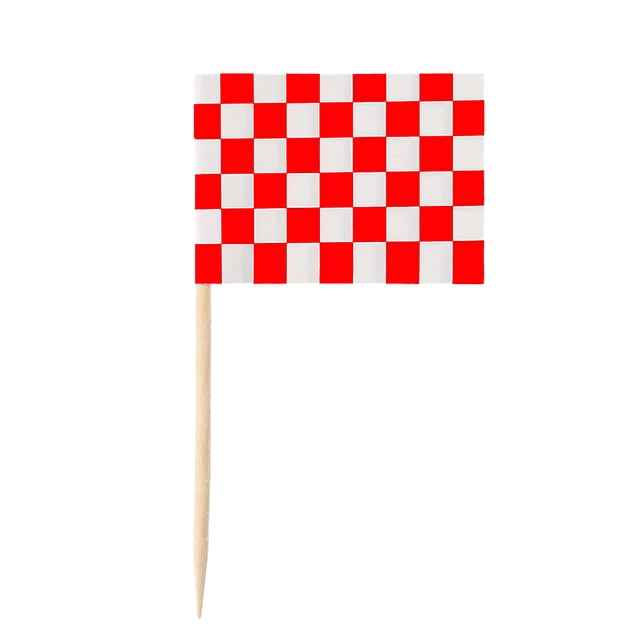 Accesorios de charcutería Kearding 100 piezas palillos de banderas tela escocesa blanca roja