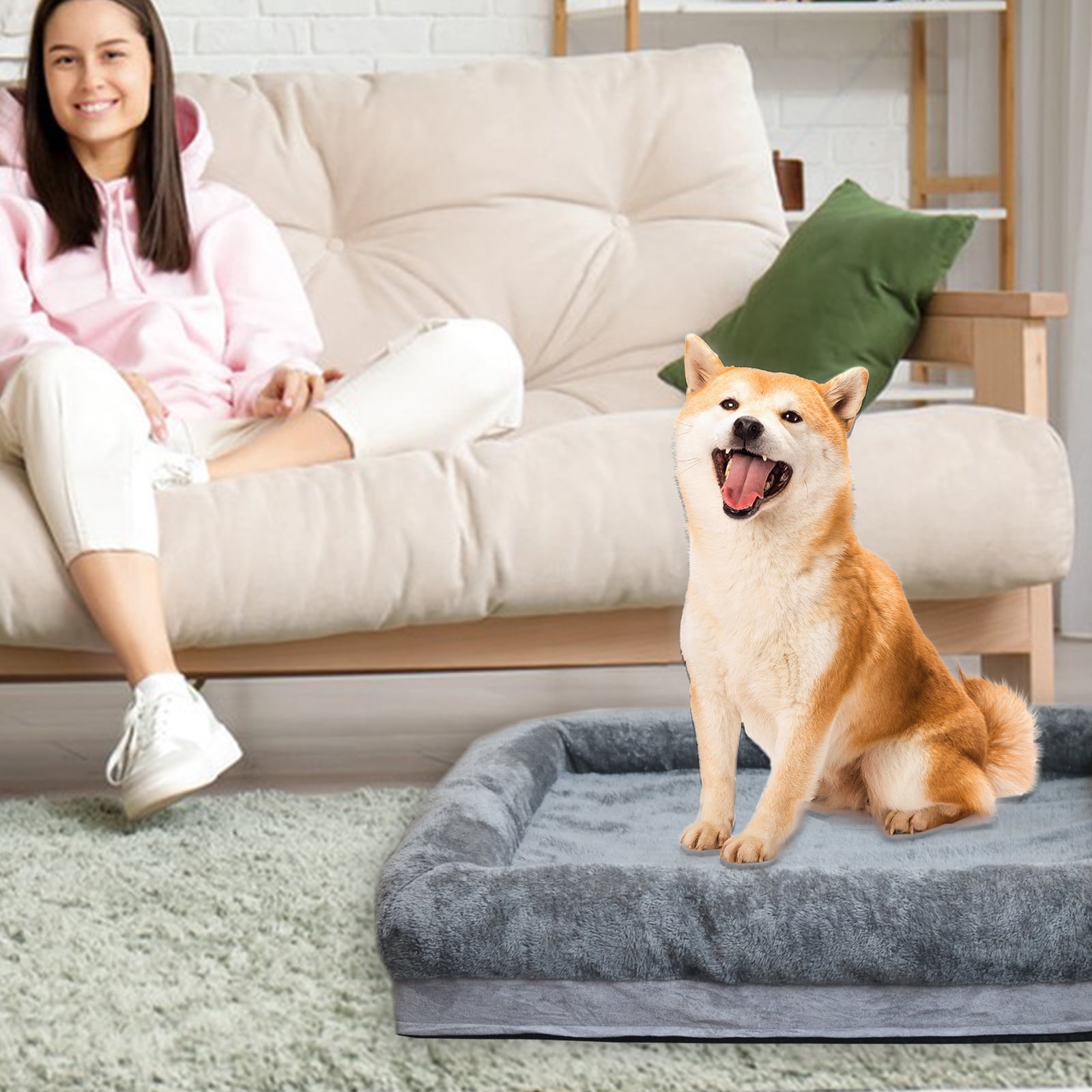 FKSLIFE Luxury Dog Bed Orthopedic Dog Beds Removable Machine Washable Cover and Waterproof Liner Pad Pet Bed