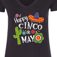 thumbnail image 4 of Inktastic Happy Cinco De Mayo Sombrero, Cactus, Flowers Women's V-Neck T-Shirt, 4 of 5