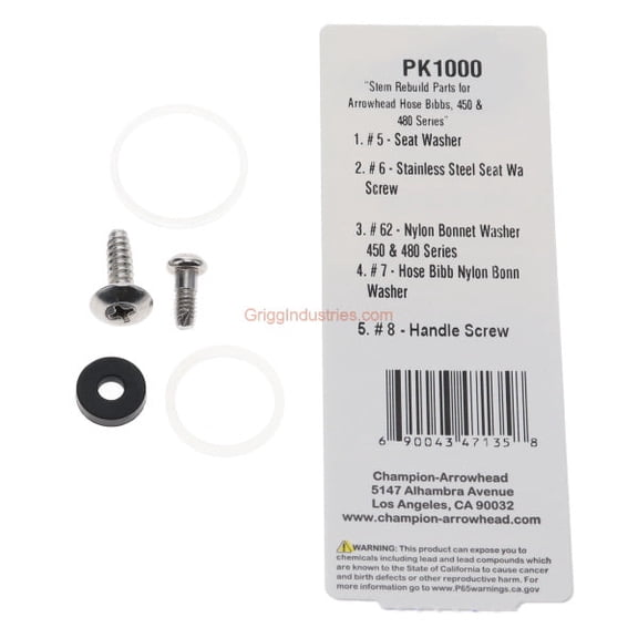 Arrowhead Brass Stem Repair Parts Kit PK1000
