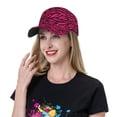 thumbnail image 2 of Baseball Cap, Black red pink bright zebra print Trucker Hats Women Dad Hat for Workouts - Baseball hat Adjustable Size, 2 of 7