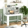 thumbnail image 2 of Costway Computer Desk with Hutch 2 Power Outlets USB & Type-c charging Ports 3 Shelves White, 2 of 11
