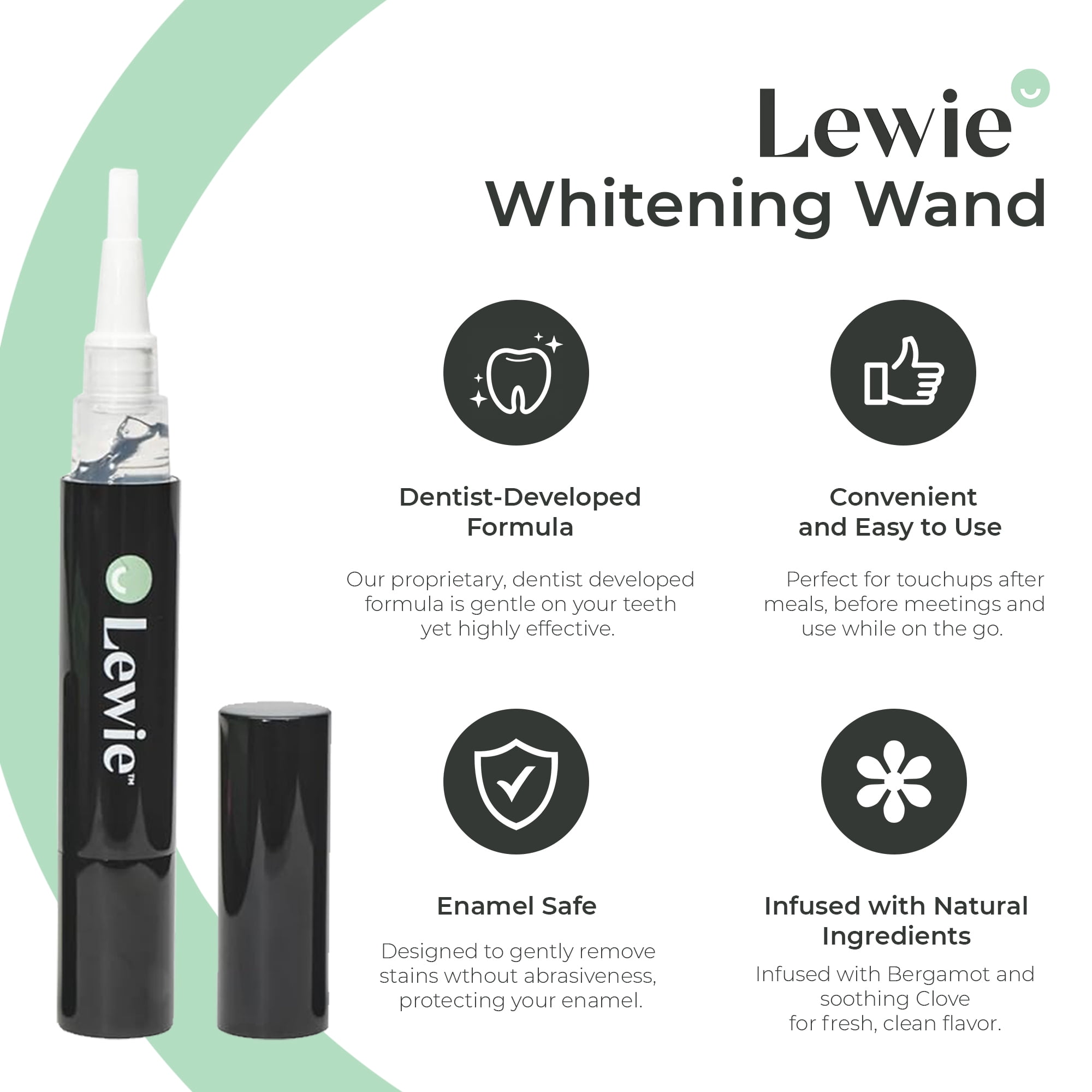 Lewie Teeth Whitening Pen, Enamel-Safe Gel Wand & Spot Treatment for Coffee Stains, Travel Size, 1 Pack