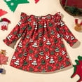 thumbnail image 4 of Girls Ruffle Long Sleeve Dress All Over Christmas Tree Printed Lightweight Cute Loose Casual Dresses, 4 of 6