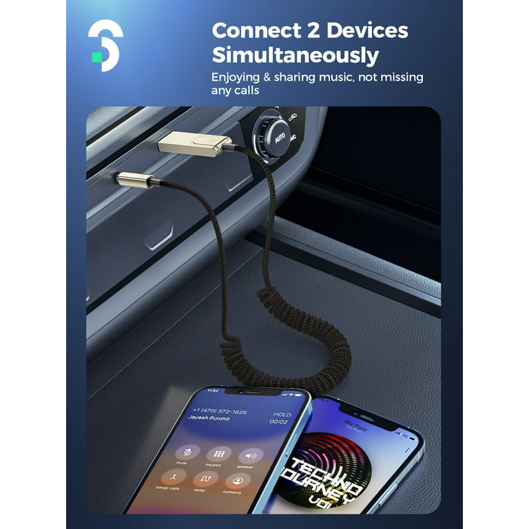 SOOMFON Bluetooth 5.3 Receiver,Car Wireless Audio Adapter with 3.5