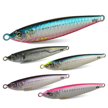 Yanerim 9CM 60G 3D Bionic Glow Vertical Jig Saltwater Fishing Lure Sea Fishing Jigging Spoon Lure for Tuna Salmon Sailfish Striped Bass Grouper Snapper Kingfish