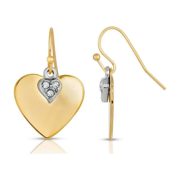 1928 Jewelry European Crystal Accent Heart Drop Earrings