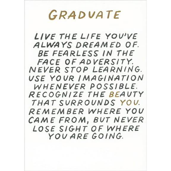 RSVP Live the Life You've Always Dreamed Of, Be Fearless in the Face of Adversity Inspirational Graduation Congratulations Card