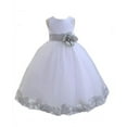 thumbnail image 2 of Ekidsbridal White Tulle Rose Petals Flower Girl Dresses Junior Bridesmaid Communion Christening Baptism Father Daughter Dance Recital Gown 302T 14, 2 of 3