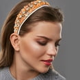 thumbnail image 3 of Unique Bargains Bling Rhinestone Headband Orange Crushed Turquoise Rhinestone Wide Edge Hairband for Women 4.72"x1.65", 3 of 7