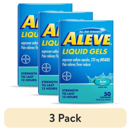 (3 pack) Aleve Liquid Gels Naproxen Sodium Pain Reliever, 50 Count