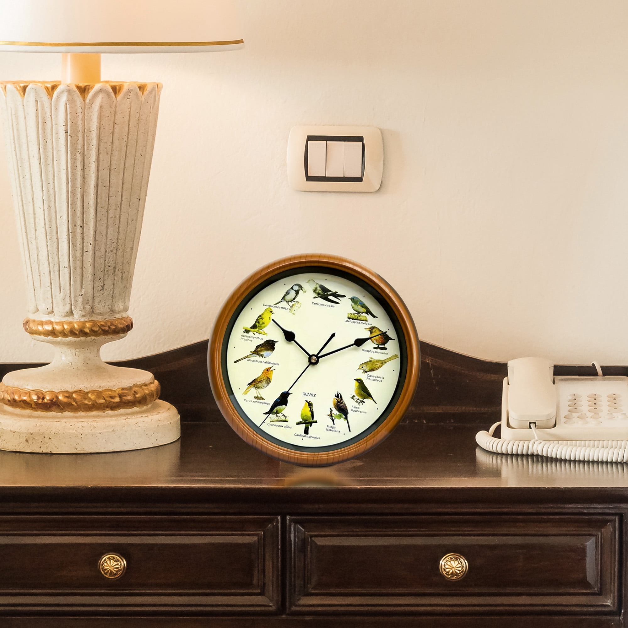 Menolana 10" Modern Singing Bird indoor Wall Clock, Easy Installation