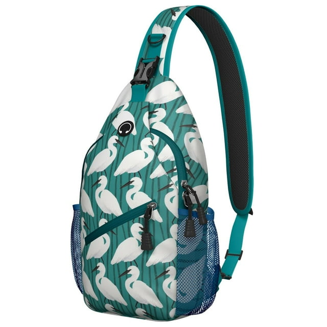 Hawaii Birds Sling Backpack, Tropical Bird Lovers Floral Print Crossbody Bag, Exotic Colorful Pattern for Outdoor Adventures
