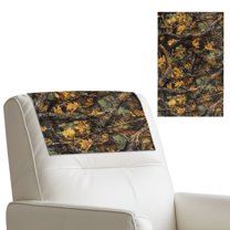 COEQINE Non-Slip Recliner Headrest Protector Faux Leather Recliner Headrest Covers Head Rest Covers with Adhesive Backed Hook and Loop Straps, 17x27 Inch, Camo Hunting Branch Leaf Yellow, 3 Pieces