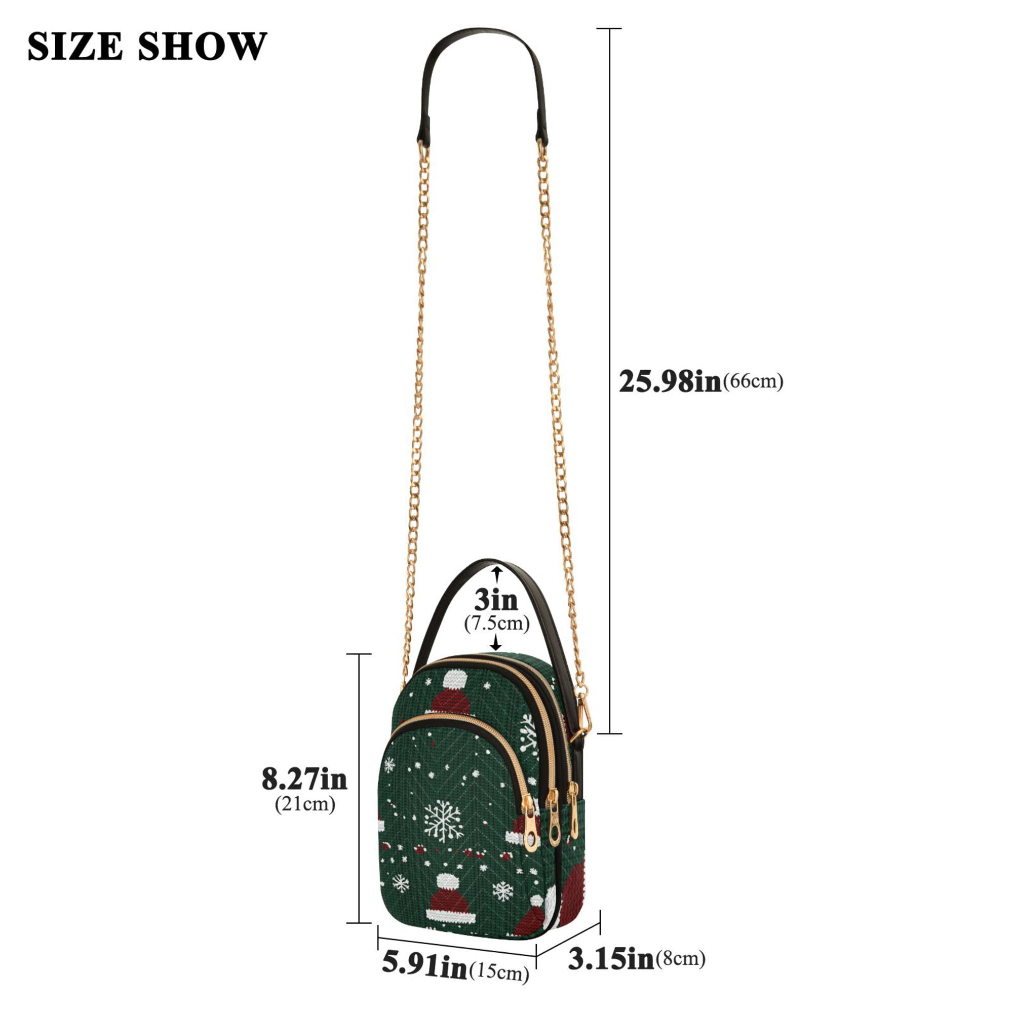 FORMRS Crossbody Bag for Women Quilted Travel Shoulder Cell Phone Purse with Chain Strap Handbag, Christmas Santa Hats