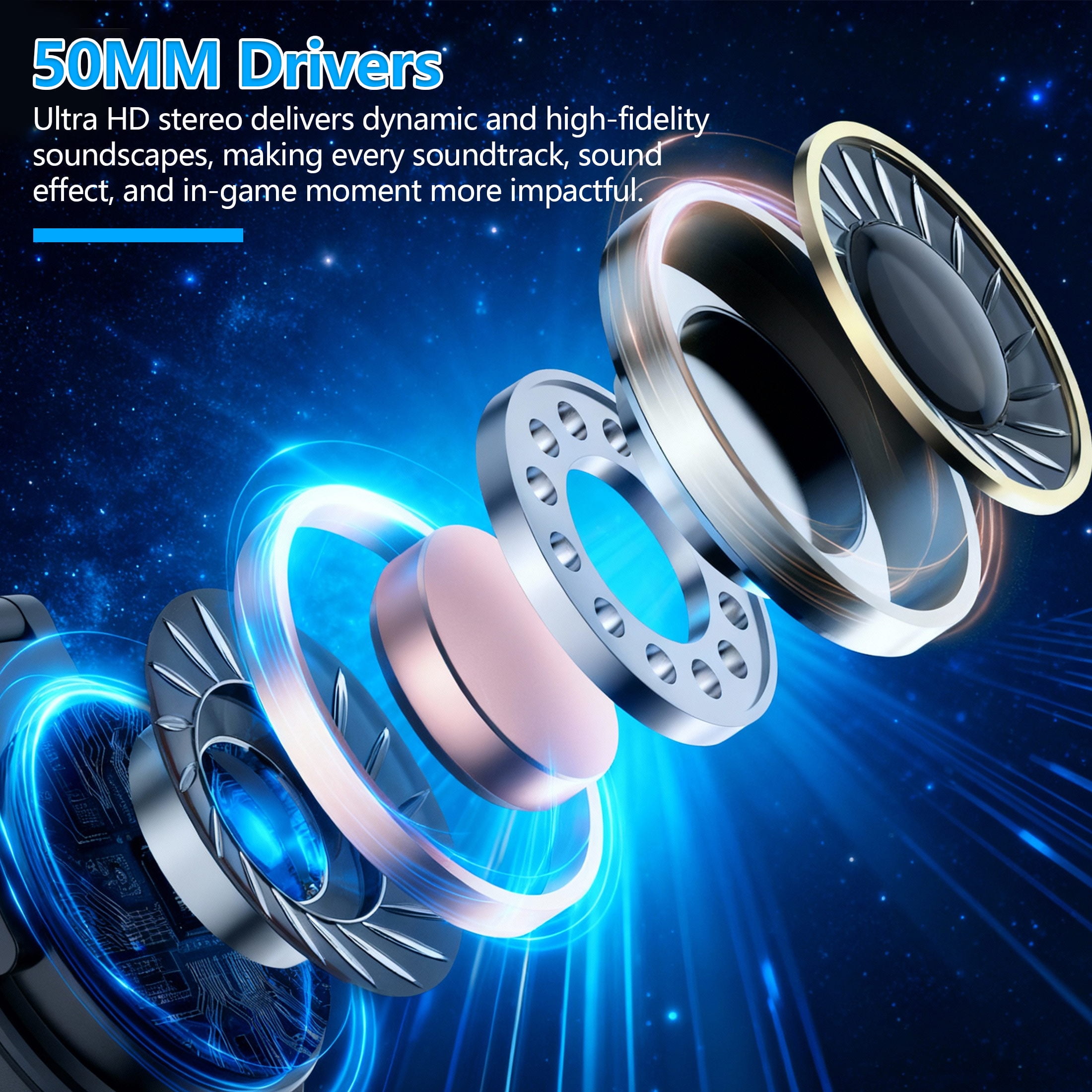 Wired Gaming Headset for PS5 PS4 PC Xbox One with Noise Cancelling Microphone, Over Ear Gaming Headphones Support Nintendo Xbox Series X|S - V3 Blue Black