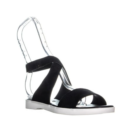 Via Spiga Black Suede - Womens Via Spiga Jordan Ankle Strap Sport Sandals, Black Suede