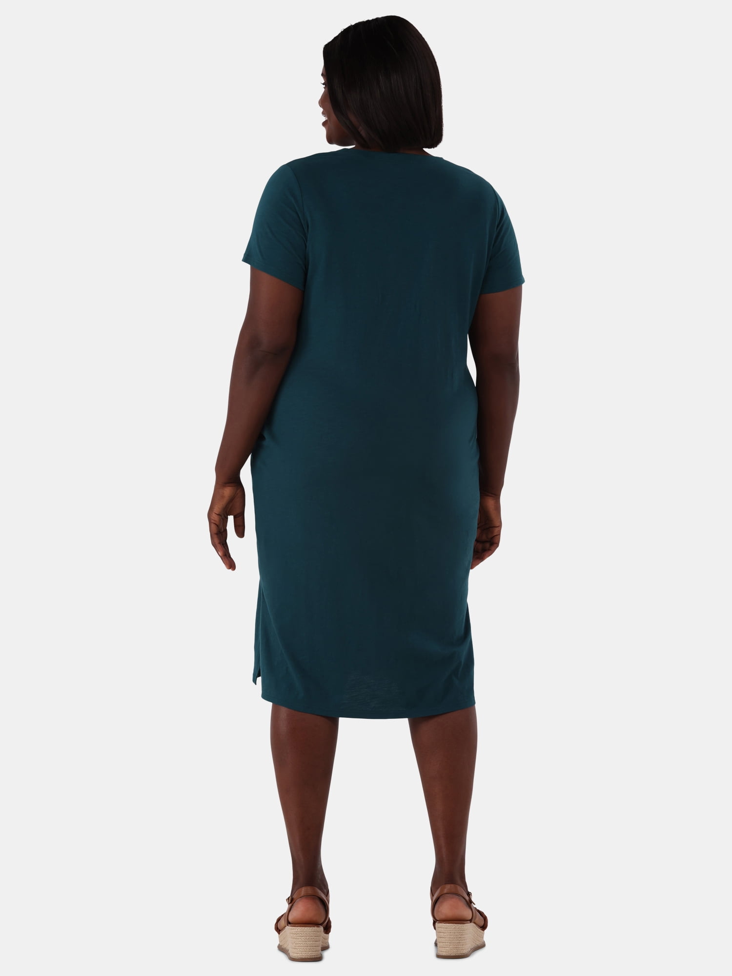 Terra & Sky Women's Plus Size Cotton Pocket T-Shirt Dress, Sizes 0X-5X