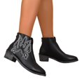 thumbnail image 4 of EKVAHL Orthopedic Western Ankle Booties for Women, Faux Leather Butterfly Embroidery Arch Support Pull On Cowgirl Boots, Country Outdoor Daily Walking Boots Black, 4 of 5