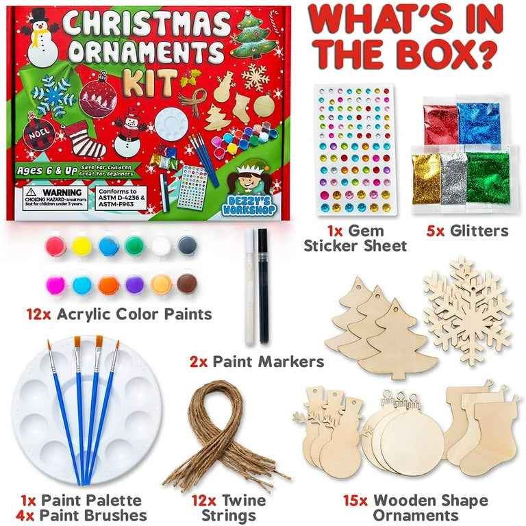 Christmas Craft Kits - Holiday Crafts for Kids and Adults - Decorate and  Paint Your Own Xmas Ornaments - DIY Homemade Ornament Decorating Art Kit -  Christmas Crafts Ready to Make by