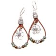 thumbnail image 2 of SUSHANG Flower Earrings Leather Rope Flower Earrings Simple Earrings Flower Jade Earrings Beaded Exquisite Earrings, 2 of 8