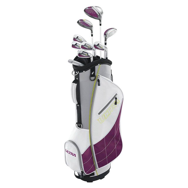 Wilson Ultra Womens Right Handed Super Long Golf Club Set with Cart Bag, Plum