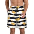 thumbnail image 1 of Sikiie Gold Flamingo Print Men's Beach Shorts, High Elastic Quick-drying Shorts - with Drawstring and Slip Pockets, Suitable for Beach, Sports, Vacation-Large, 1 of 6