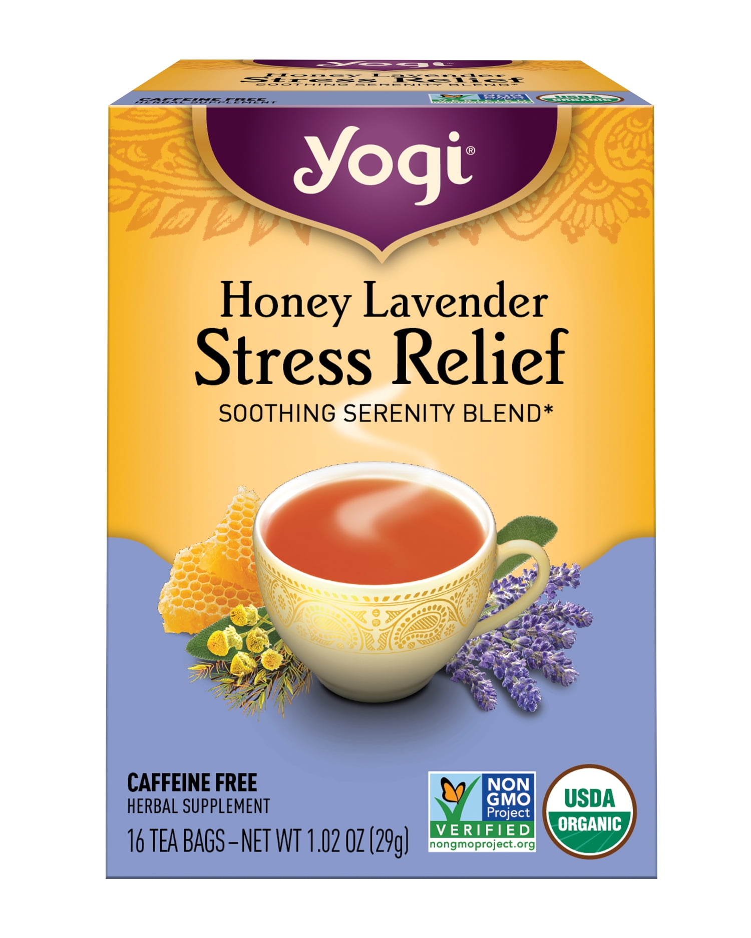 Yogi Tea, Herbal Tea Bags, Honey Lavender Stress Relief Tea, Soothing