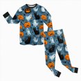 thumbnail image 5 of NOLDARES Toddler Baby Boy Girl Halloween Outfit Pumpkin Ghost Embroidery Striped Sweatshirt Long Pants Fall Winter Clothes(Navy,7-8 Years), 5 of 7