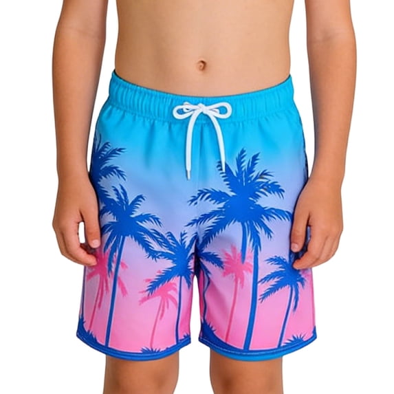 SGMVNU Boys Swim Trunks with Compression Liner Boys Swimsuit 7t Drawstring Waist Swimsuit Board Shorts Summer Beachwear(Size 8-9 Years,2-Sky Blue)