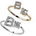 thumbnail image 1 of Anillo Mujer Letra Plata Y Oro Color Metal Apertura Ajustable Anillo Iniciales Nombre, 1 of 5