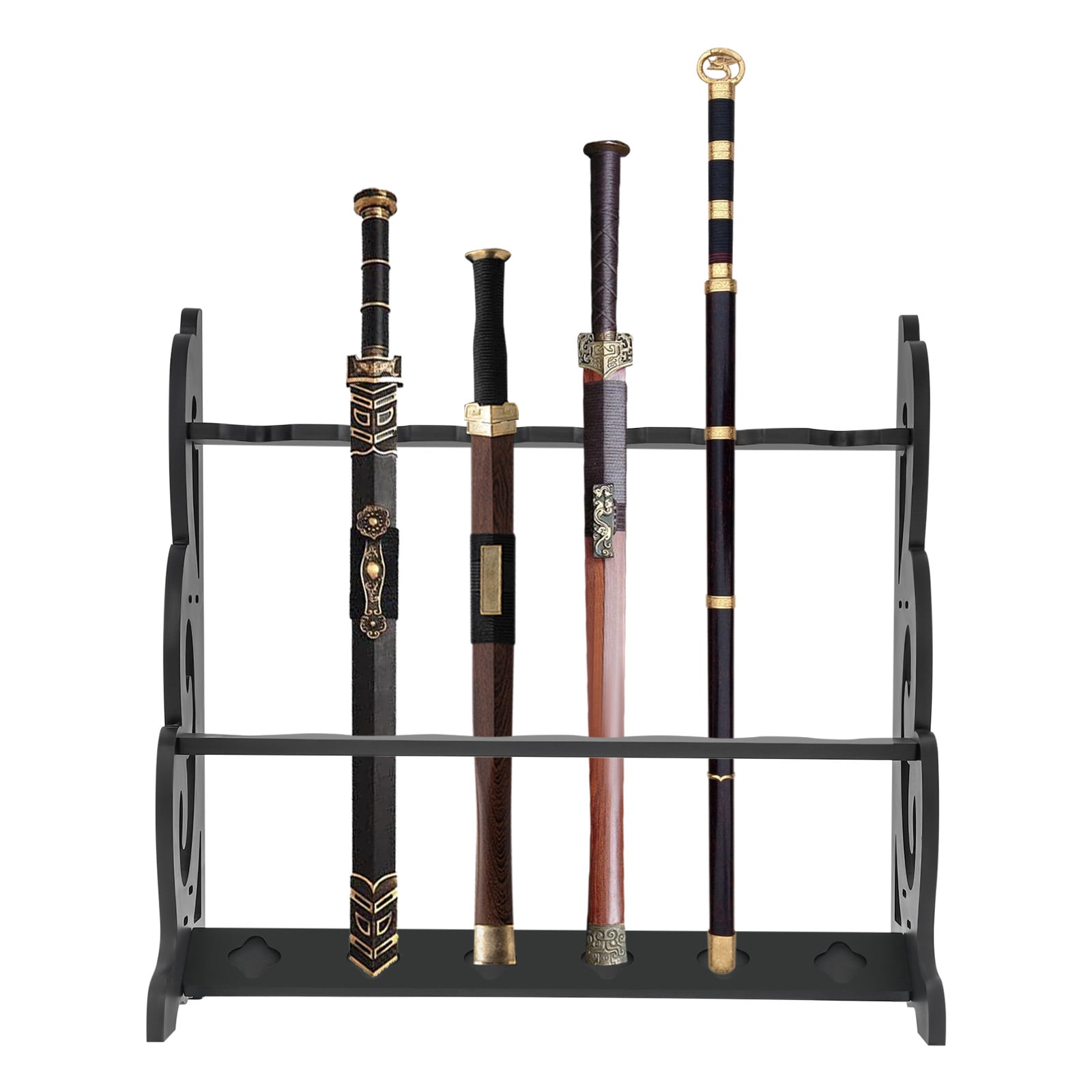 Black Katana Sword Stand,6 Holes Sword Display Floor Stand,Sturdy Sword Rack Floor Stand, Martial Arts Anime Shelves Sword Hangers