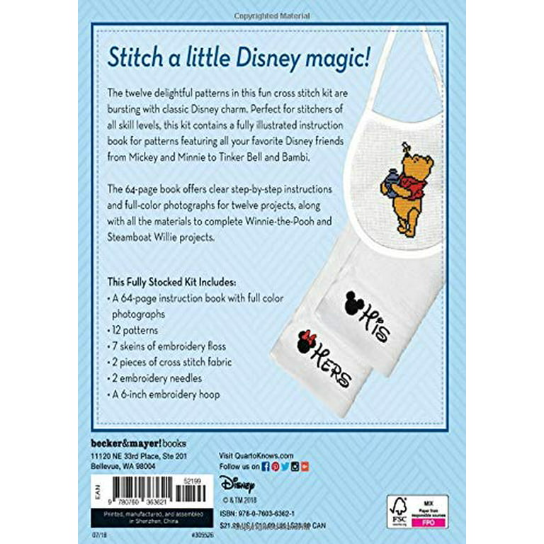 Disney Classic Cross Stitch Kit - 12 Patterns Classic Disney Characters NIB
