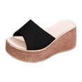 thumbnail image 6 of Womens Wedge Sandals Chunky Platform High Heels Open Toe Slip on Slides Casual Dressy Summer Beach Shoes Black Size 6.5, 6 of 6