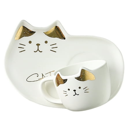 

OUNONA 1 Set Ceramic Mug Cup Lovely Cat Design Water Cup Saucer for Home Office