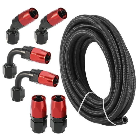 Unique Bargains Auto Braided 15ft 3/8" Fuel Line with AN6 End Fitting for CPE Oil Gas Hose