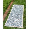 thumbnail image 7 of Unique Loom Allover Indoor/Outdoor Botanical Rug Beige and Blue/Blue 2' x 6' 1" Runner Border Traditional Perfect For Patio Deck Garage Entryway, 7 of 7