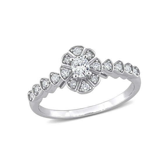 1/3 Carat (Ctw G-H-I, I1-I2) Oval Diamond Engagement Ring in 14K White Gold for Women