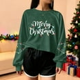 thumbnail image 5 of Womens Christmas Sweatshirts Xmas Tree Printed Crop Tops for Teen Girls Casual Crewneck Long Sleeve Pullovers (2XL, Green A), 5 of 5