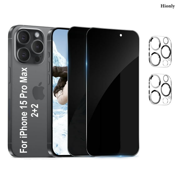 [2 2Pack]For iphone 15 Pro Max Screen Protector and Camera Lens Film[Privacy Tempered Glass Protector][9H Hardness][No-Bubble][3D Full Coverage]for iphone 15 Pro Max(6.7")