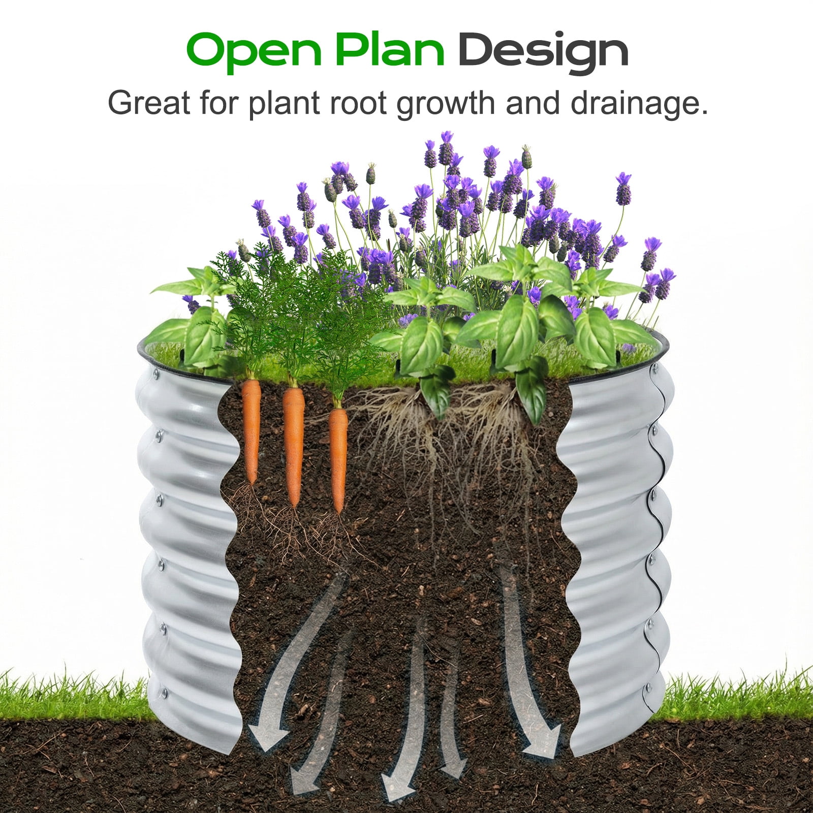 Aoodor 17" Tall 24" Metal Raised Garden Bed, Outdoor Planter Box and Raised Garden Kit for Vegetables, Flowers, and Herbs, Silver
