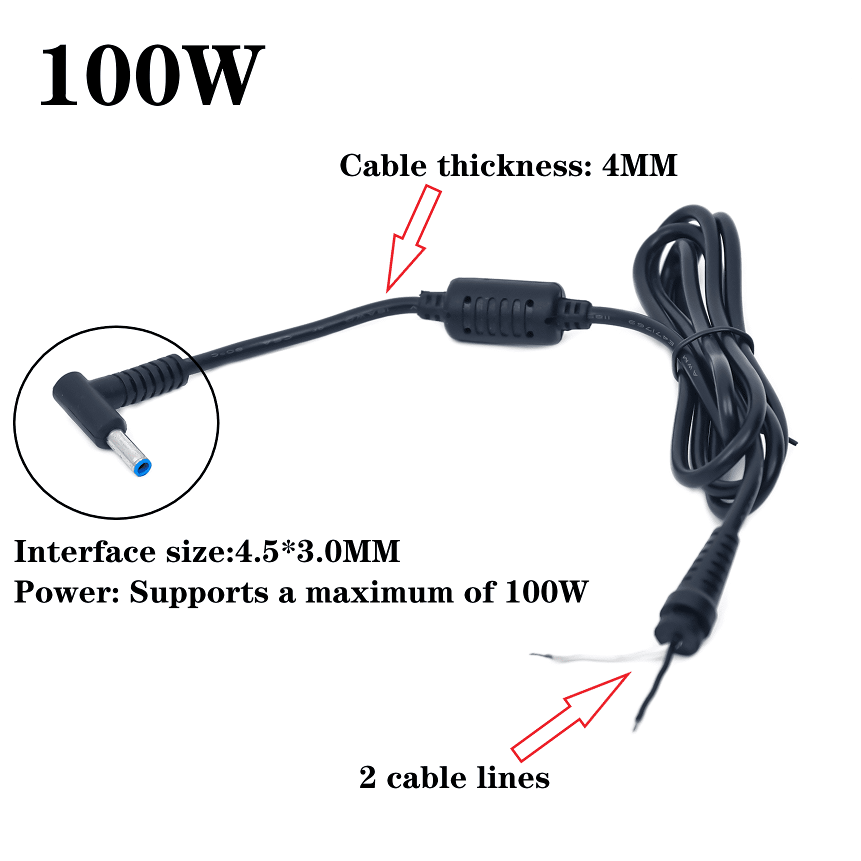 DIY 1PCS DC Jack 4.5*3.0mm Charr Adapter Plug 3p Power Supply Cable For  Laptop 4.5 X 3.0 Mm Power Cable Cord Connector