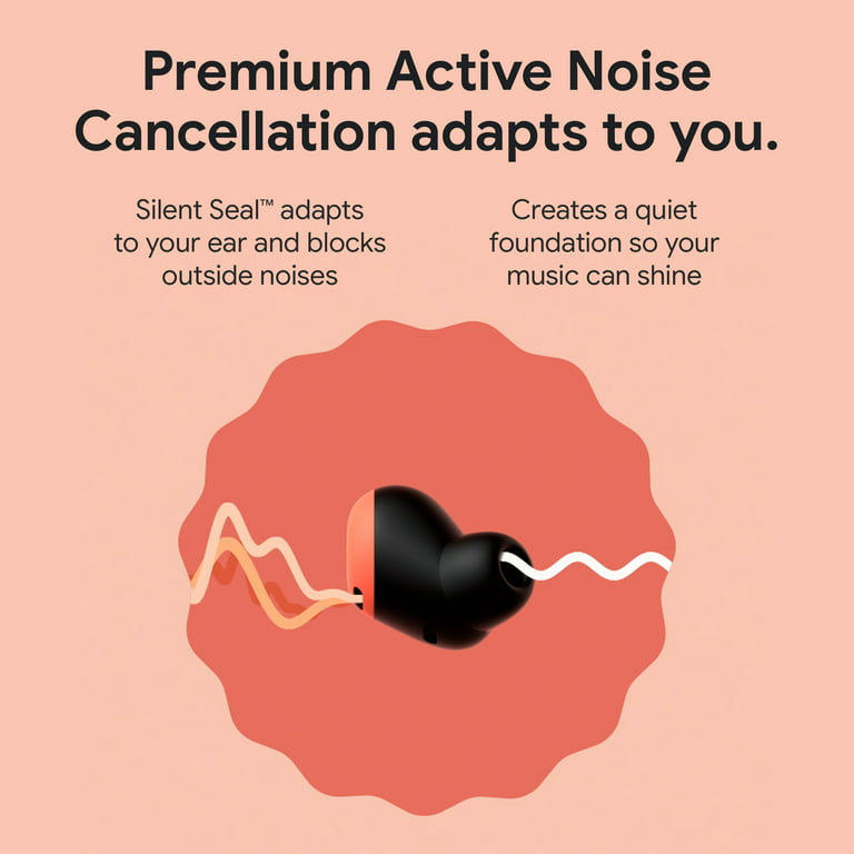 Google Pixel Buds Active - Wireless Pro Earbuds - Cancellation Noise with Earbuds Coral - Bluetooth