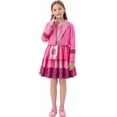 thumbnail image 2 of Satmonnus G'i'rls Pink Halloween Costume Dress, Heart Printed Costume Dress Fancy Dress Up Princess Jacket and Dress Cosplay Outfit Halloween Party for 4-12 Y, 2 of 7