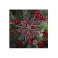 thumbnail image 3 of KSA Pack of 12 Red and Black Plaid Poinsettia Christmas Picks 18", 3 of 4
